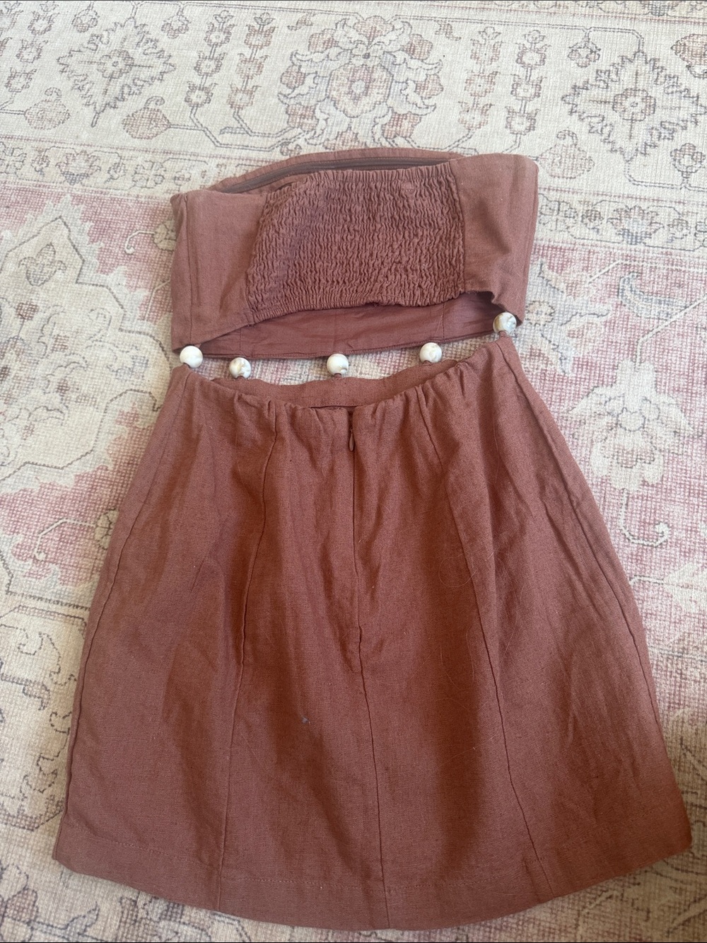 Abercrombie Strapless Rust-Brown Cutout Mini Dress - Picture 2 of 3